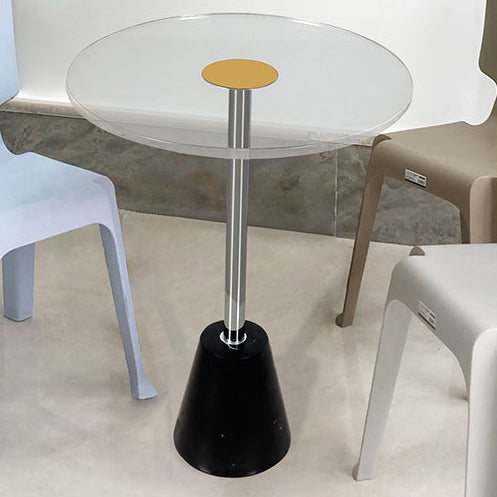 Modern Simplicity Round Cylinder Cone Acrylic Marble Iron End Table 1-Tier For Living Room