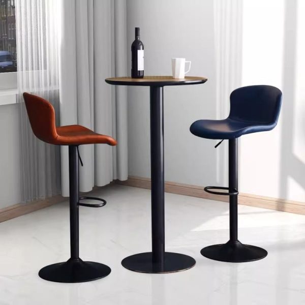 Modern Minimalist Round Cylinder Wood Metal End Table 1-Tier For Living Room - Image 2