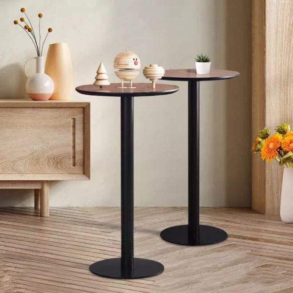 Modern Minimalist Round Cylinder Wood Metal End Table 1-Tier For Living Room - Image 3