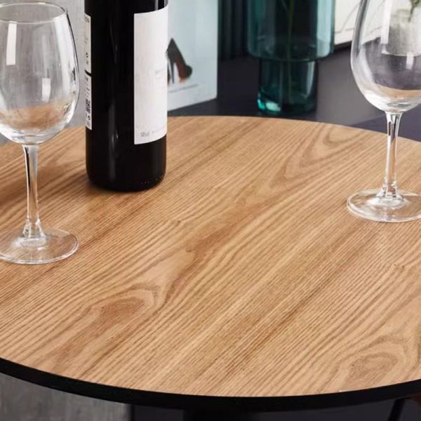 Modern Minimalist Round Cylinder Wood Metal End Table 1-Tier For Living Room - Image 7