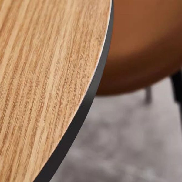 Modern Minimalist Round Cylinder Wood Metal End Table 1-Tier For Living Room - Image 8