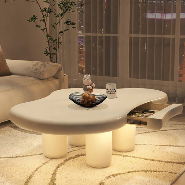Modern Minimalist Clouds Irregular Fluid Manufactured Panel Stainless Steel End Table 1-Tier For Living Room
