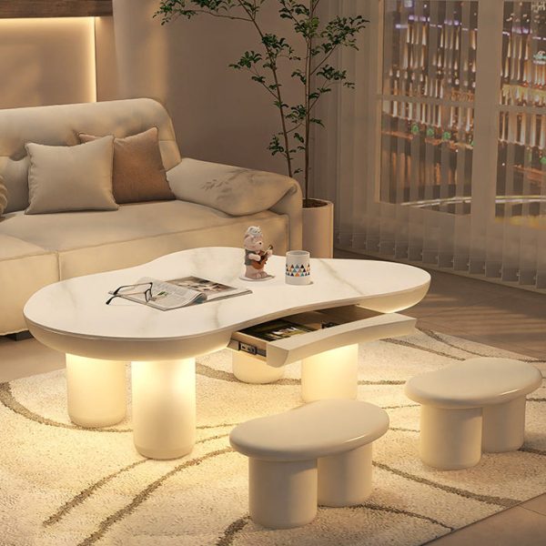 Modern Minimalist Clouds Irregular Fluid Manufactured Panel Stainless Steel End Table 1-Tier For Living Room - Image 2
