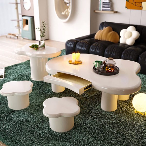 Modern Minimalist Clouds Irregular Fluid Manufactured Panel Stainless Steel End Table 1-Tier For Living Room - Image 3