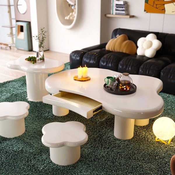Modern Minimalist Clouds Irregular Fluid Manufactured Panel Stainless Steel End Table 1-Tier For Living Room - Image 10