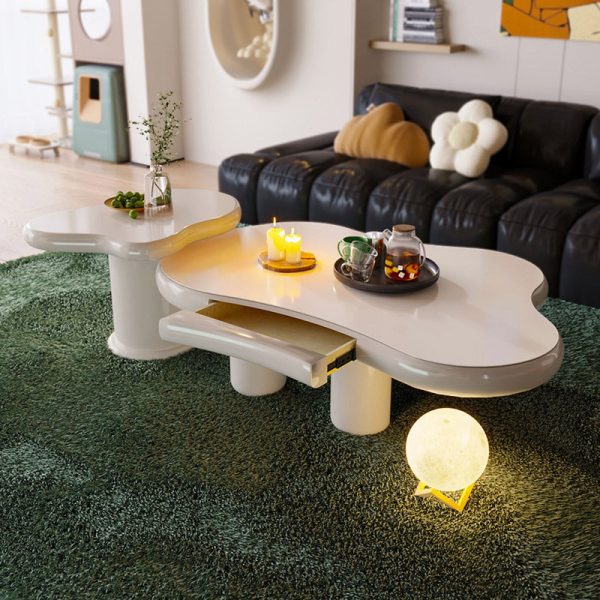 Modern Minimalist Clouds Irregular Fluid Manufactured Panel Stainless Steel End Table 1-Tier For Living Room - Image 11