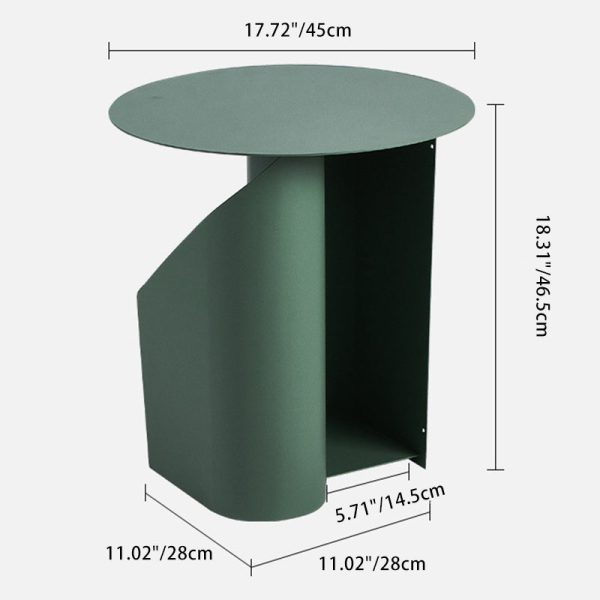 Contemporary Scandinavian Round Open Curve Iron End Table 1-Tier For Living Room - Image 4