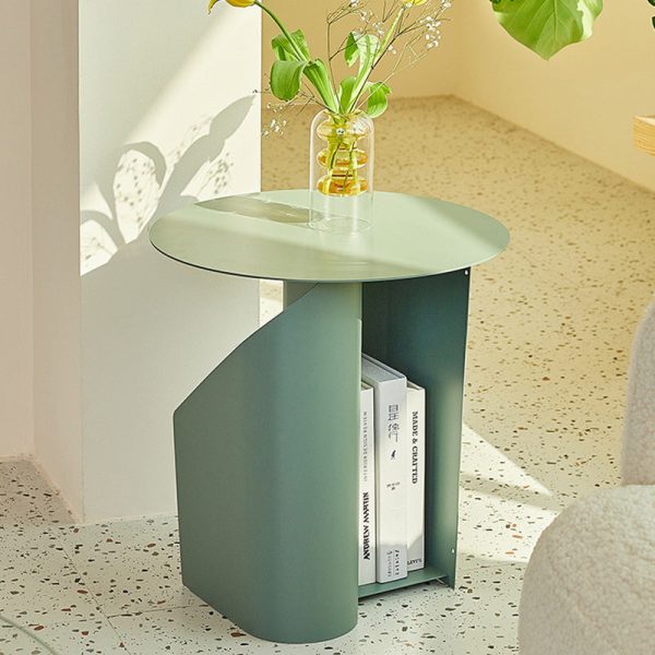 Contemporary Scandinavian Round Open Curve Iron End Table 1-Tier For Living Room - Image 9