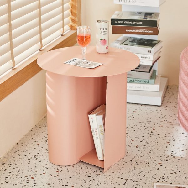 Contemporary Scandinavian Round Open Curve Iron End Table 1-Tier For Living Room - Image 3