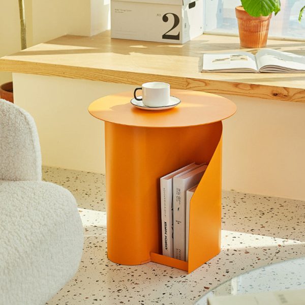 Contemporary Scandinavian Round Open Curve Iron End Table 1-Tier For Living Room - Image 13