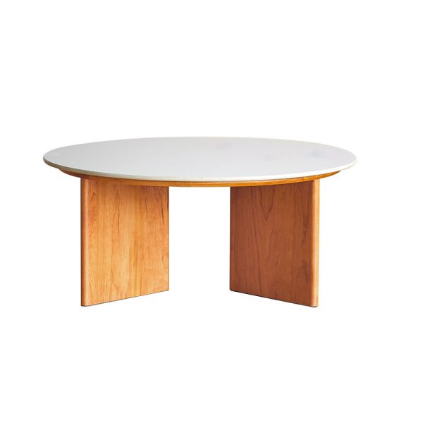 Traditional Vintage Round Rectangle Rock Panel Cherry Wood End Table 1-Tier For Living Room - Image 7