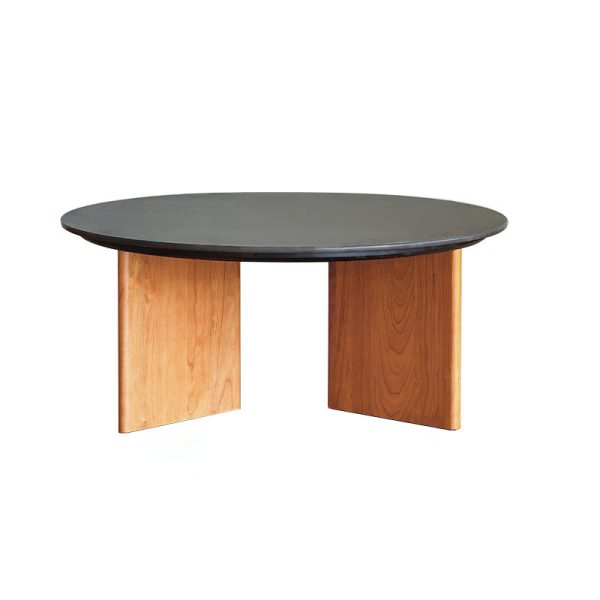 Traditional Vintage Round Rectangle Rock Panel Cherry Wood End Table 1-Tier For Living Room - Image 8