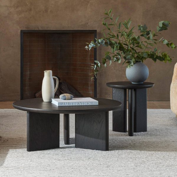 Modern Minimalist Round Square Solid Wood End Table 1-Tier For Living Room