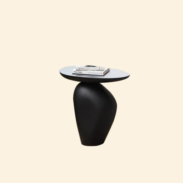 Contemporary Creative Irregular Oval Cobblestone Fiberglass End Table 1-Tier For Living Room - Image 15