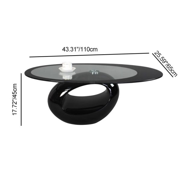Modern Simplicity Oval Round Hollowed Glass Plastic End Table 1-Tier For Living Room - Image 4