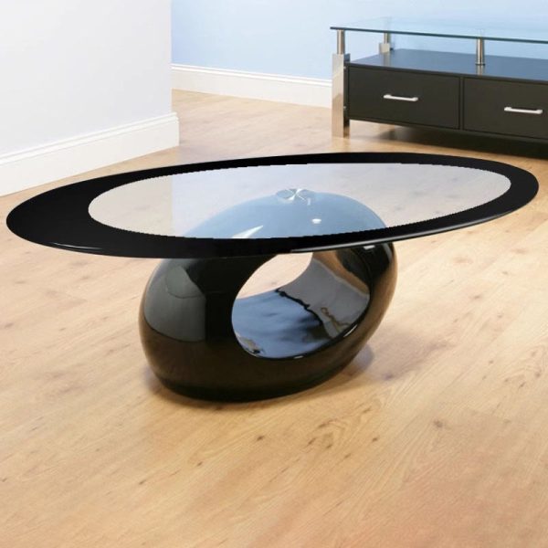 Modern Simplicity Oval Round Hollowed Glass Plastic End Table 1-Tier For Living Room - Image 2