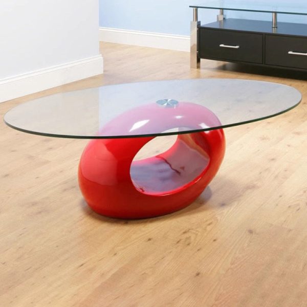 Modern Simplicity Oval Round Hollowed Glass Plastic End Table 1-Tier For Living Room - Image 7