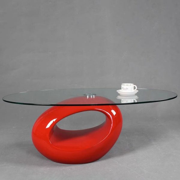Modern Simplicity Oval Round Hollowed Glass Plastic End Table 1-Tier For Living Room - Image 11