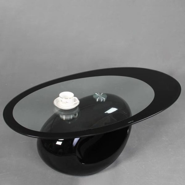 Modern Simplicity Oval Round Hollowed Glass Plastic End Table 1-Tier For Living Room - Image 12