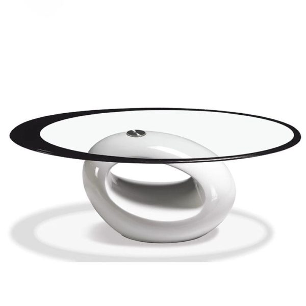 Modern Simplicity Oval Round Hollowed Glass Plastic End Table 1-Tier For Living Room - Image 17
