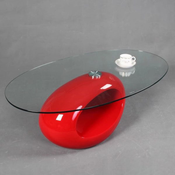 Modern Simplicity Oval Round Hollowed Glass Plastic End Table 1-Tier For Living Room - Image 15