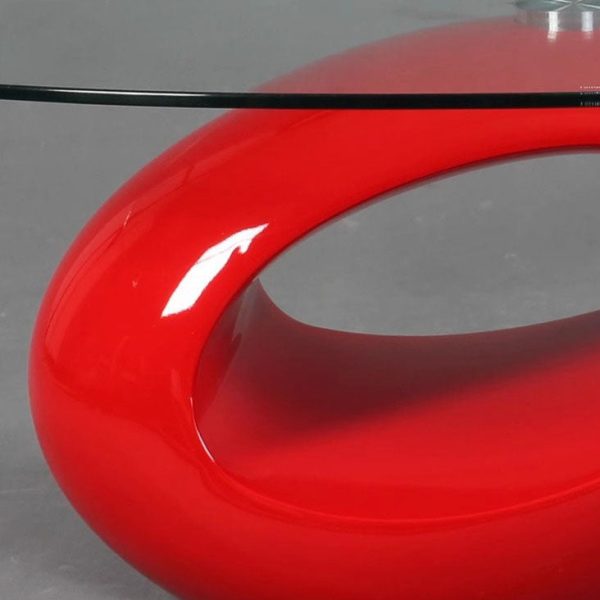 Modern Simplicity Oval Round Hollowed Glass Plastic End Table 1-Tier For Living Room - Image 6
