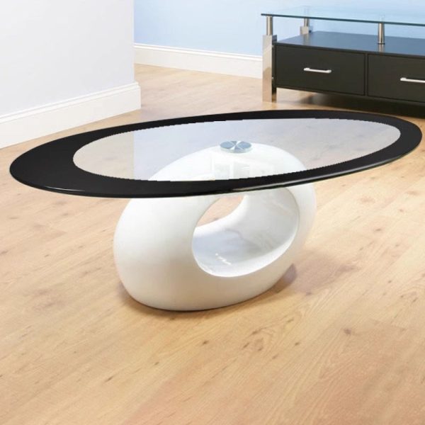 Modern Simplicity Oval Round Hollowed Glass Plastic End Table 1-Tier For Living Room - Image 3