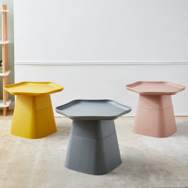 Modern Minimalist Hexagonal Square Cone PP End Table 1-Tier For Living Room - Image 3