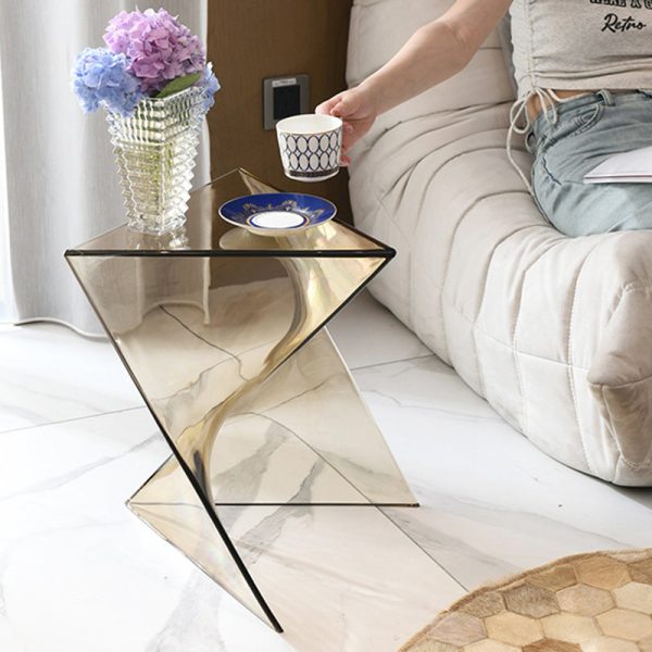 Contemporary Creative Irregular Geometry Triangle PC End Table 1-Tier For Living Room - Image 9