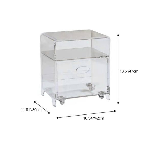Modern Minimalist Rectangle Oval Acrylic End Table 2-Tiers For Living Room - Image 4