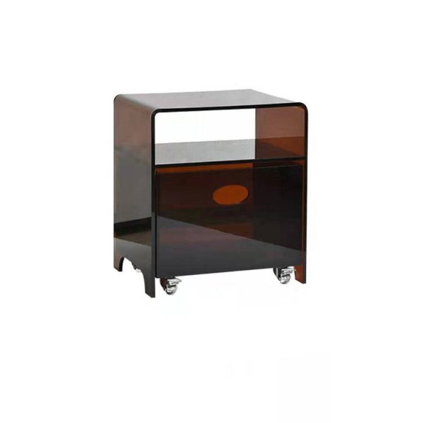 Modern Minimalist Rectangle Oval Acrylic End Table 2-Tiers For Living Room - Image 5