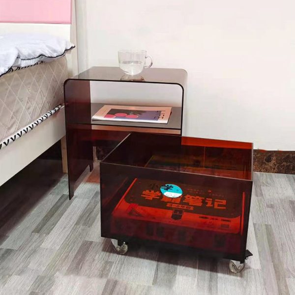 Modern Minimalist Rectangle Oval Acrylic End Table 2-Tiers For Living Room - Image 10