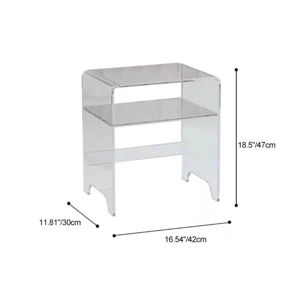 Modern Luxury Rectangle Curved Acrylic End Table 2-Tiers For Living Room - Image 4