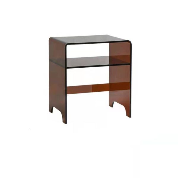 Modern Luxury Rectangle Curved Acrylic End Table 2-Tiers For Living Room - Image 14