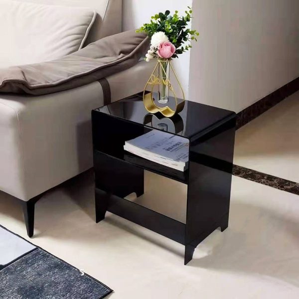Modern Luxury Rectangle Curved Acrylic End Table 2-Tiers For Living Room - Image 3
