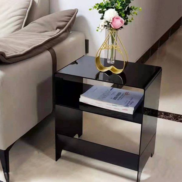 Modern Luxury Rectangle Curved Acrylic End Table 2-Tiers For Living Room - Image 9