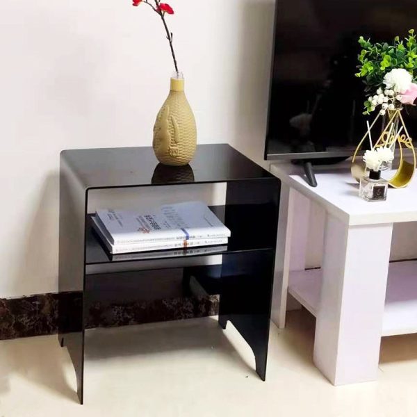 Modern Luxury Rectangle Curved Acrylic End Table 2-Tiers For Living Room - Image 11