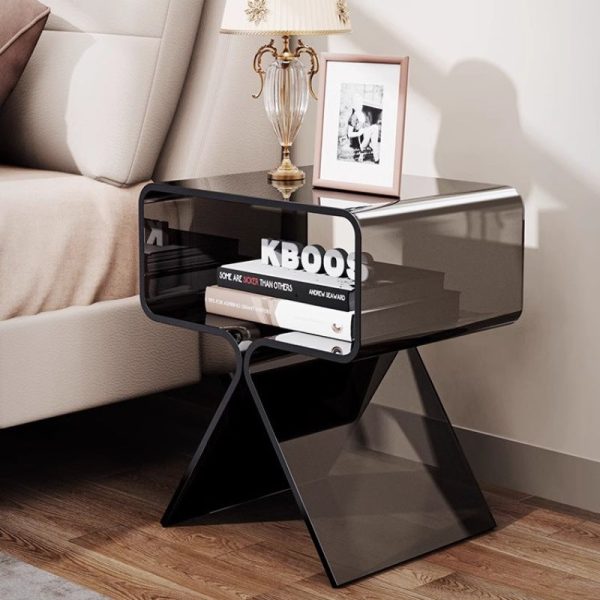 Contemporary Scandinavian Square Split Support Acrylic End Table 2-Tiers For Living Room - Image 8