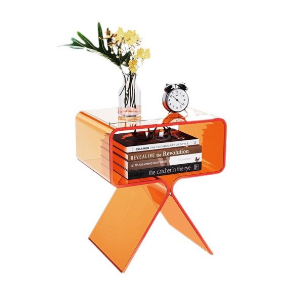 Contemporary Scandinavian Square Split Support Acrylic End Table 2-Tiers For Living Room - Image 13