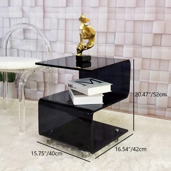 Contemporary Scandinavian Curved S-Shape Removable Acrylic End Table 3-Tiers For Living Room - Image 4