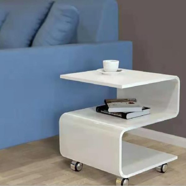 Contemporary Scandinavian Curved S-Shape Removable Acrylic End Table 3-Tiers For Living Room