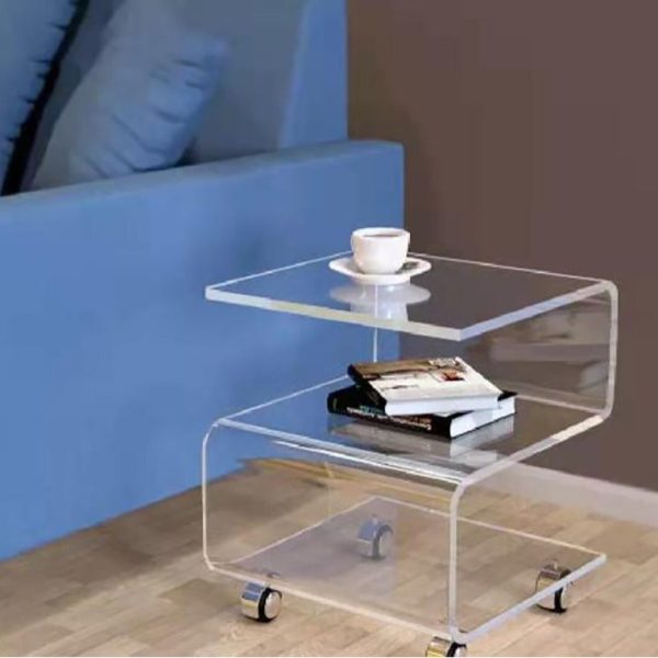 Contemporary Scandinavian Curved S-Shape Removable Acrylic End Table 3-Tiers For Living Room - Image 2