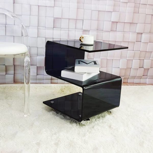 Contemporary Scandinavian Curved S-Shape Removable Acrylic End Table 3-Tiers For Living Room - Image 12