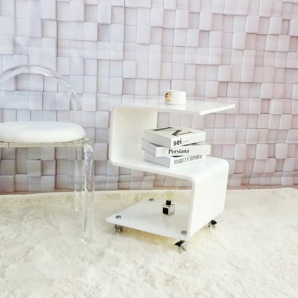Contemporary Scandinavian Curved S-Shape Removable Acrylic End Table 3-Tiers For Living Room - Image 14