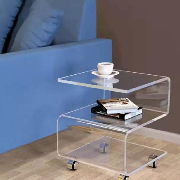 Contemporary Scandinavian Curved S-Shape Removable Acrylic End Table 3-Tiers For Living Room - Image 16