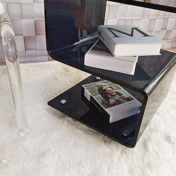 Contemporary Scandinavian Curved S-Shape Removable Acrylic End Table 3-Tiers For Living Room - Image 17