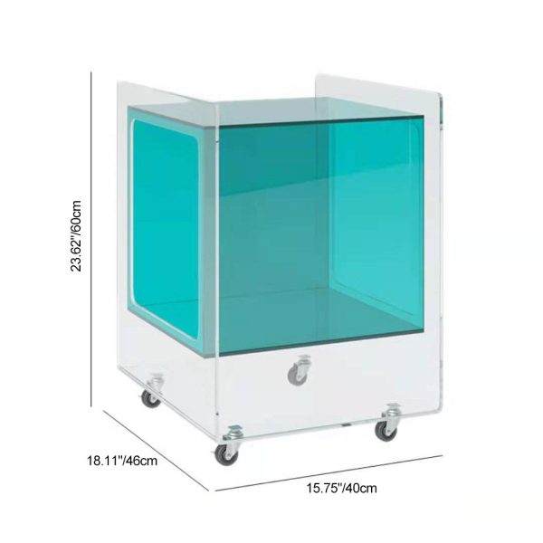 Modern Minimalist Rectangle Square Removable Glass Acrylic End Table 1-Tier For Living Room - Image 4
