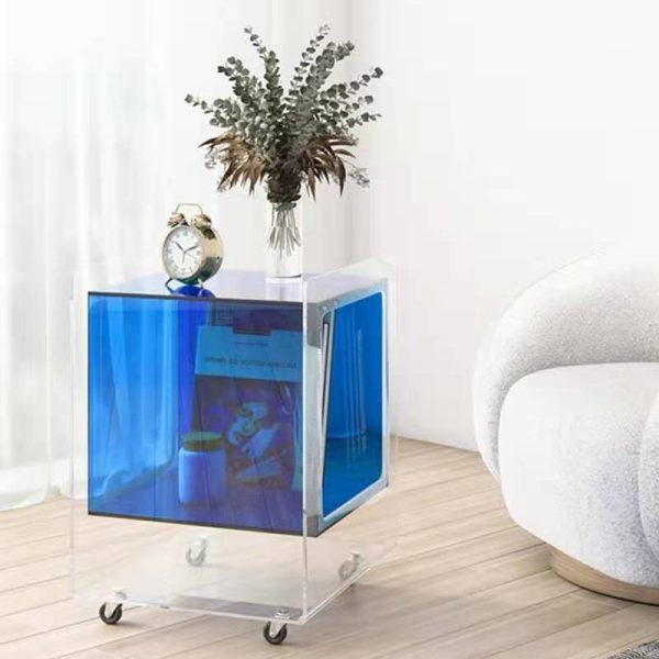 Modern Minimalist Rectangle Square Removable Glass Acrylic End Table 1-Tier For Living Room - Image 7