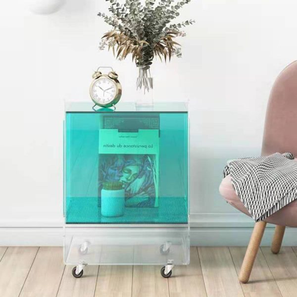 Modern Minimalist Rectangle Square Removable Glass Acrylic End Table 1-Tier For Living Room - Image 9