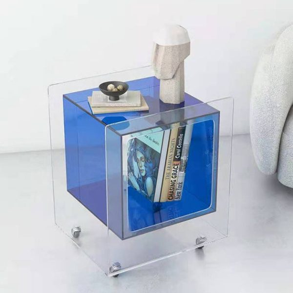 Modern Minimalist Rectangle Square Removable Glass Acrylic End Table 1-Tier For Living Room - Image 10